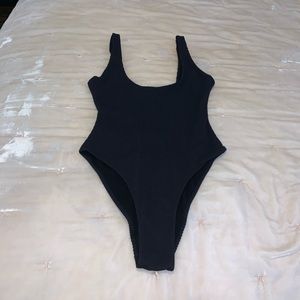 Fox swim black ribbed one piece swimsuit